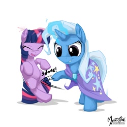 Size: 794x794 | Tagged: safe, artist:mysticalpha, derpibooru import, trixie, twilight sparkle, pushing