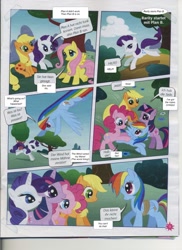 Size: 1131x1556 | Tagged: safe, derpibooru import, applejack, fluttershy, pinkie pie, rainbow dash, rarity, twilight sparkle, earth pony, pegasus, pony, unicorn, comic:have a break!, comic:mach mal pause!, comic, german, german comic, official, photo, translation