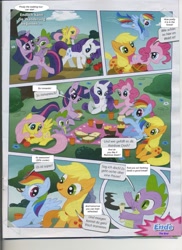 Size: 1131x1556 | Tagged: safe, derpibooru import, applejack, fluttershy, pinkie pie, rainbow dash, rarity, spike, twilight sparkle, dragon, earth pony, pegasus, pony, unicorn, comic:have a break!, comic:mach mal pause!, comic, german, german comic, official, photo, translation, twilight x sandwich is otp, twilight x sandwich otp