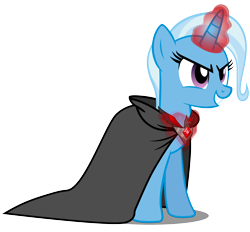 Size: 7000x6500 | Tagged: safe, artist:caliazian, derpibooru import, trixie, pony, unicorn, magic duel, .ai available, .svg available, absurd resolution, alicorn amulet, amulet, cape, clothes, dark magic, female, grin, horn, magic, mare, simple background, solo, transparent background, vector