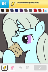 Size: 352x528 | Tagged: safe, derpibooru import, trixie, draw something, pinecone, trixie eating pinecones