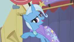 Size: 1280x720 | Tagged: safe, derpibooru import, screencap, trixie, pony, boast busters, solo