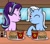 Size: 2048x1797 | Tagged: dead source, safe, artist:drewmwhit, derpibooru import, starlight glimmer, trixie, pony, unicorn, burger, duo, eye contact, female, food, hay burger, hoof hold, horseshoe fries, looking at each other, mare, one eye closed, pepper, raised hoof, salt, sitting, smiling, wink