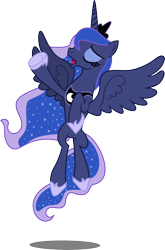 Size: 3305x5000 | Tagged: safe, artist:shadowglider2236, princess luna, alicorn, pony, absurd resolution, eyes closed, flying, raised hoof, simple background, solo, spread wings, transparent background, vector