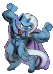 Size: 1200x1668 | Tagged: safe, artist:fauxsquared, derpibooru import, trixie, pony, semi-anthro, abs, arm hooves, armpits, bipedal, grand and muscular trixie, muscles, simple background, smiling, solo, transparent background