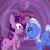 Size: 1000x1000 | Tagged: safe, artist:charletothemagne, derpibooru import, trixie, twilight sparkle, female, horns are touching, lesbian, shipping, sweat, twixie