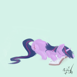 Size: 1000x1000 | Tagged: safe, artist:mylittlebadzerg, derpibooru import, twilight sparkle, unicorn twilight, pony, unicorn, book, eyes closed, female, mare, sleeping, solo