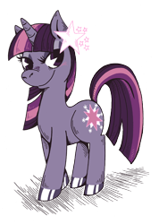 Size: 600x842 | Tagged: dead source, safe, artist:s-c-fowlie, derpibooru import, twilight sparkle, unicorn twilight, pony, unicorn, colored hooves, female, grin, pacman eyes, simple background, smiling, solo, transparent background