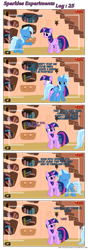 Size: 720x2050 | Tagged: safe, artist:navitaserussirus, derpibooru import, trixie, twilight sparkle, comic, science, sparkles experiments