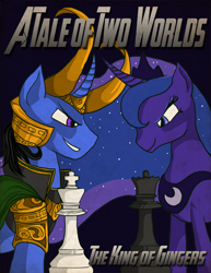 Size: 612x792 | Tagged: safe, artist:eruanna, princess luna, alicorn, pony, chess, fanfic, loki, ponified