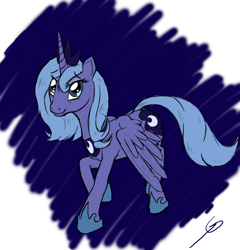 Size: 1267x1318 | Tagged: safe, artist:gavalanche, princess luna, alicorn, pony, female, horn, mare, s1 luna, solo