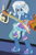 Size: 588x882 | Tagged: safe, derpibooru import, screencap, trixie, equestria girls, guitar centered, rainbow rocks, boots, cropped, electric guitar, flying v, guitar, high heel boots, left handed, solo