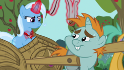 Size: 1280x720 | Tagged: safe, derpibooru import, screencap, snails, snips, trixie, pony, unicorn, magic duel, colt, male