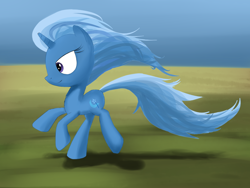 Size: 1262x947 | Tagged: safe, artist:andergrin, derpibooru import, trixie, pony, unicorn, female, mare, running, solo