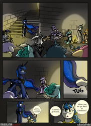 Size: 1950x2700 | Tagged: safe, artist:dracojayproduct, princess luna, oc, oc:reginald, alicorn, pony, comic:lunar isolation, comic