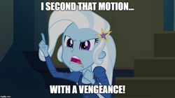 Size: 896x500 | Tagged: safe, derpibooru import, edit, edited screencap, screencap, trixie, equestria girls, rainbow rocks, angry, image macro, meme, open mouth, solo, the simpsons, trixie yells at everything