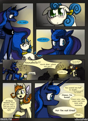 Size: 1950x2700 | Tagged: safe, artist:dracojayproduct, princess luna, oc, oc:annabelle, oc:caroline, alicorn, pony, comic:lunar isolation