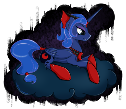 Size: 2300x2000 | Tagged: safe, artist:stein-more, princess luna, alicorn, pony, armor, cloud, evil luna, simple background, solo, transparent background