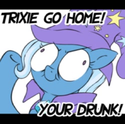 Size: 824x816 | Tagged: safe, artist:crystal-secret, derpibooru import, edit, trixie, cropped, go home, go home you're drunk, meta, you're drunk, your drunk