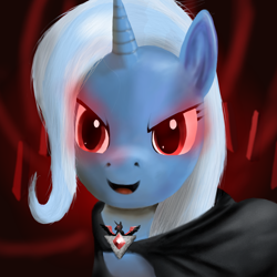 Size: 1000x1000 | Tagged: safe, artist:predelnik, derpibooru import, trixie, alicorn amulet, glowing eyes, smiling