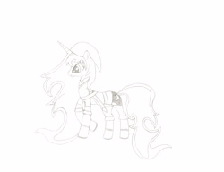Size: 3229x2480 | Tagged: safe, artist:somafan12, princess luna, alicorn, pony, boots, link, lunadoodle, monochrome, pencil drawing, solo, sword, the legend of zelda, traditional art, weapon