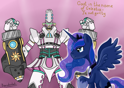 Size: 3507x2480 | Tagged: safe, artist:bigmackintosh, princess luna, alicorn, pony, big fau, crossover, mecha, megadeus, print, the big o