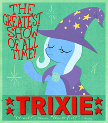 Size: 1500x1710 | Tagged: dead source, safe, artist:equestria-election, derpibooru import, trixie, pony, unicorn, female, mare, poster, solo