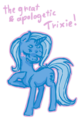 Size: 400x578 | Tagged: safe, artist:lenorespacey, derpibooru import, trixie, pony, unicorn, blushing, female, mare, simple background, solo