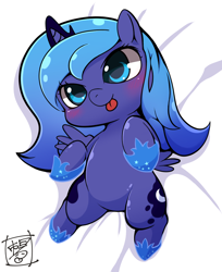 Size: 976x1196 | Tagged: safe, artist:kmart0614, princess luna, alicorn, pony, chibi, cute, filly, lunabetes, solo, woona, younger