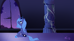 Size: 900x506 | Tagged: safe, artist:jitterbugjive, princess luna, alicorn, pony, ruins, s1 luna, solo