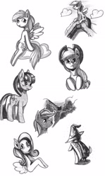 Size: 2410x4038 | Tagged: safe, artist:lexx2dot0, derpibooru import, applejack, derpy hooves, fluttershy, rainbow dash, scootaloo, trixie, twilight sparkle, earth pony, pegasus, pony, female, mare