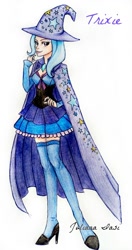 Size: 526x1000 | Tagged: safe, artist:juaiasi, derpibooru import, trixie, humanized, skinny, solo, traditional art