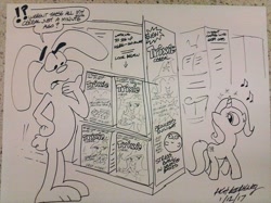 Size: 750x562 | Tagged: safe, artist:newportmuse, derpibooru import, trixie, pony, unicorn, cereal, crossover, female, food, mare, signature, speech bubble, trix, trix rabbit, wip