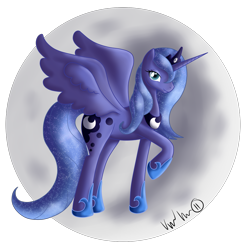 Size: 1788x1796 | Tagged: safe, artist:itsuko103, princess luna, alicorn, pony, raised hoof, s1 luna, solo