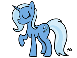 Size: 1600x1200 | Tagged: dead source, safe, artist:mellowbloom, derpibooru import, trixie, pony, unicorn, eyes closed, female, mare, no mouth, raised hoof, signature, simple background, solo, transparent background