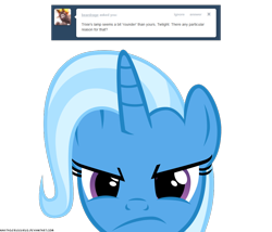 Size: 1050x900 | Tagged: safe, artist:navitaserussirus, derpibooru import, trixie, asktwixiegenies, unamused