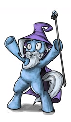 Size: 729x1245 | Tagged: safe, artist:dlw, derpibooru import, trixie, pony, bipedal, gandalf, lord of the rings, parody, ponified, solo