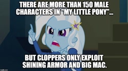 Size: 896x500 | Tagged: safe, derpibooru import, edit, edited screencap, screencap, trixie, equestria girls, rainbow rocks, exploitable meme, image macro, meme, rule 34, trixie yells at everything