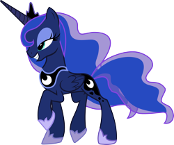 Size: 3000x2507 | Tagged: safe, artist:irisiter, princess luna, alicorn, pony, grin, raised hoof, simple background, solo, transparent background, vector