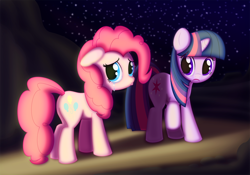 Size: 1184x830 | Tagged: safe, artist:ctb-36, derpibooru import, pinkie pie, twilight sparkle, earth pony, pony, crying, sad