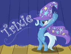 Size: 800x609 | Tagged: safe, artist:erysz, derpibooru import, trixie, pony, unicorn, female, mare, solo, stage