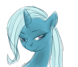 Size: 443x379 | Tagged: artist needed, source needed, safe, derpibooru import, trixie, pony, unicorn, blue coat, female, horn, mare, solo, two toned mane