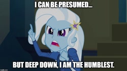 Size: 896x500 | Tagged: safe, derpibooru import, edit, edited screencap, screencap, trixie, equestria girls, rainbow rocks, exploitable meme, image macro, meme, solo, trixie yells at everything