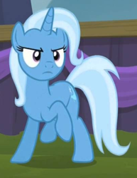 Size: 404x524 | Tagged: safe, derpibooru import, screencap, trixie, pony, no second prances, cropped, raised hoof, solo