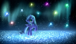 Size: 2008x1160 | Tagged: safe, artist:9de-light6, princess luna, alicorn, pony, filly, rearing, solo, stars, woona