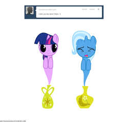 Size: 1050x1000 | Tagged: safe, artist:navitaserussirus, derpibooru import, trixie, twilight sparkle, ask, asktwixiegenies, filly