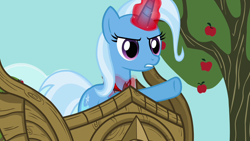 Size: 1280x720 | Tagged: safe, derpibooru import, screencap, trixie, pony, magic duel, alicorn amulet, magic, solo