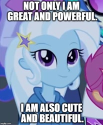 Size: 500x608 | Tagged: safe, derpibooru import, edit, edited screencap, screencap, dj pon-3, princess luna, scootaloo, trixie, vice principal luna, vinyl scratch, equestria girls, perfect day for fun, rainbow rocks, captain obvious, cute, grammar error, looking at you, meme, solo focus, truth