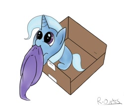 Size: 700x600 | Tagged: safe, artist:fearingfootlong, derpibooru import, trixie, pony, box, cute, filly, pony in a box