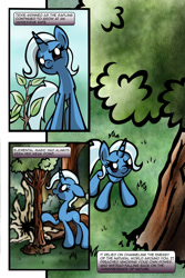 Size: 900x1350 | Tagged: safe, artist:bronycurious, derpibooru import, trixie, comic, recovery, tree